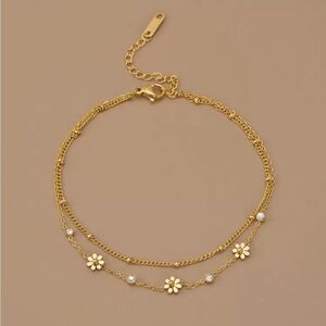 Gold Floral Charm anklet #1520